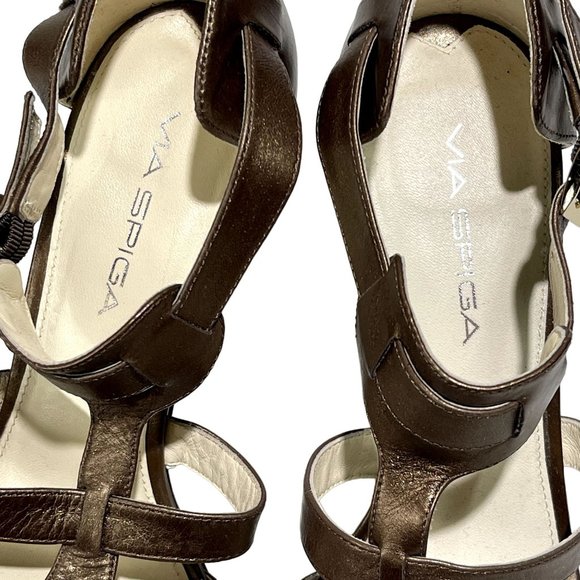 Via Spiga‎ Hilda Womens Italian Leather Sandals Size 7N Calf Bronze Brown - Picture 7 of 13